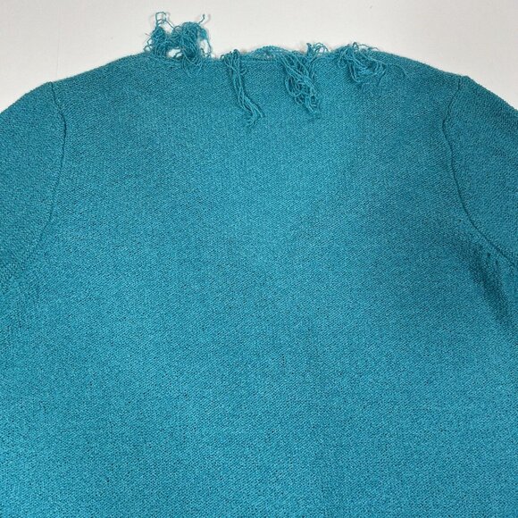 C.l.o.t.h.e.s Women's Fringe Lightweight Cardigan Sweater Teal Blue Size M Flaw - Picture 10 of 11